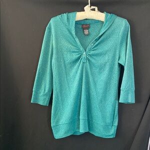 Torrid Green Ruched Blouse with 3/4 Sleeves plus size
